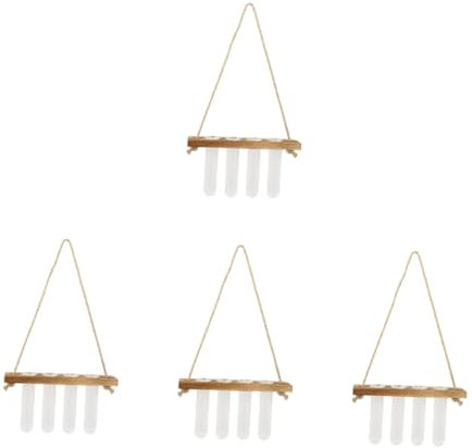 Kisangel 4sätze -vase Mit Holzständer Für Pflanzen Hydroponischer Test-Tube-Planter Wanddekor Für Zimmerpflanzen Und Schnittblumen