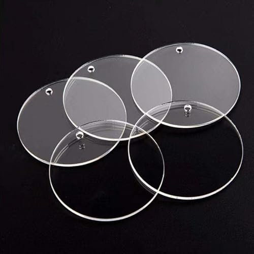 Acrylplatten, 5,1–15,2 cm, klares Acryl-Ornament, blanke runde Scheibe, runder Schlüsselanhänger mit Loch für DIY-Kunsthandwerk, Gravieren, Malen, Festival-Dekoration (10,2 cm, 10