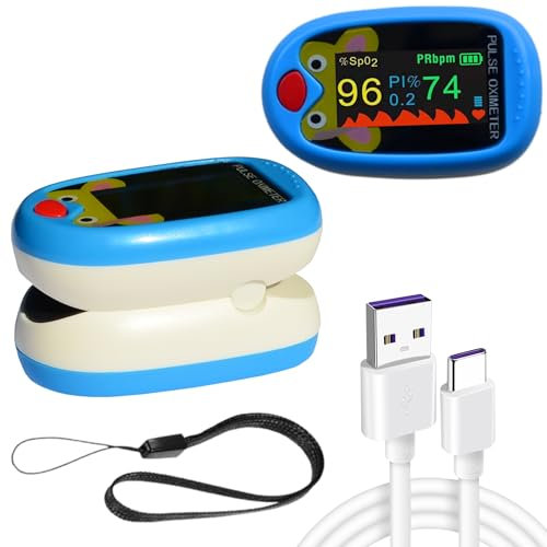 Paediatric Pulse Oximeter for Babies, Kids & Toddlers | Accurate NHS Child Oxygen Saturation & Infant Heart Rate Reader | Safe Finger Sensor, Home Use, SpO2 Levels Monitor, LED Display (Blue Oximetre)
