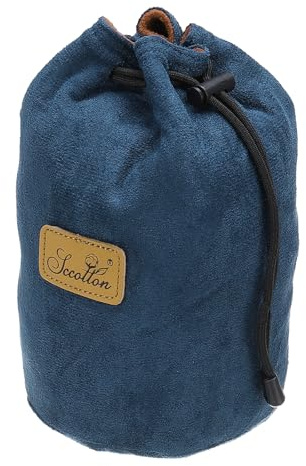 PATIKIL Pochette Souple pour Appareil Photo, Taille S, Étui de Protection Antichoc avec Cordon de Serrage en Flanelle Compatible avec Les Objectifs d'Appareil Photo Nikon, Bleu (Rond)