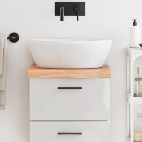 Lauuoeriau Mobili Casa Bagno Piano di Lavabo Marrone Chiaro 40x30x(2-6) cm Legno Massello Trattato-Fancino