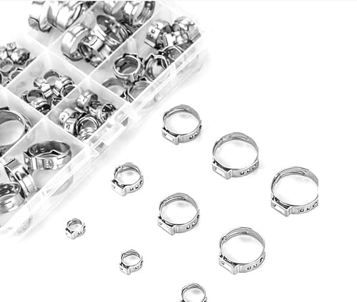 80 Pcs Hose Clips, 304 Stainless Small Hose Pipe Clamps, Worm Drive Clamp Clip Adjustable 5.8-23.5mm for Workholding Devices Tube Pipe Clamps, 9 Sizes