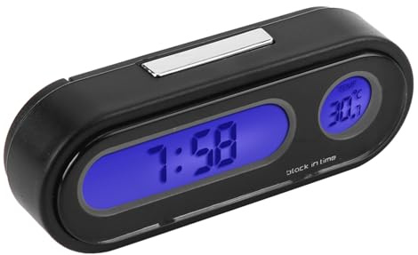 Vobo reloj para Automóvil, Mini Reloj Electrónico 2 en 1 con Voltímetro y Termómetro para Interior de Vehículo