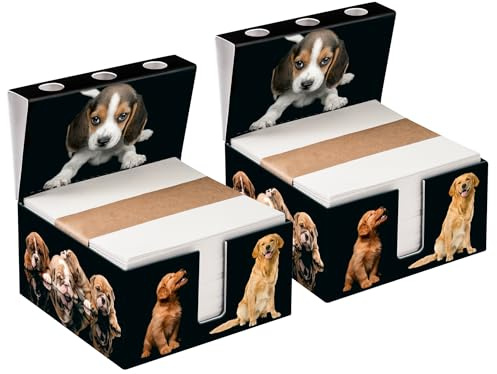 PrintCollect Zettelbox „Dogs aus stabil verklebtem Hartkarton, mit Stifthalter, Notizzettel aus kräftigem Papier (2er-Set)