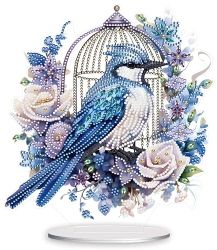 CAYUDEN DIY Diamantmålning Bordsdekoration, 5D-diamantmålning för Vuxna Barn 5D Skata Diamant Målning Stående Konstset Diamant Målning Bord Dekoration Diamond Painting Ornament för Dekoration, Gåva