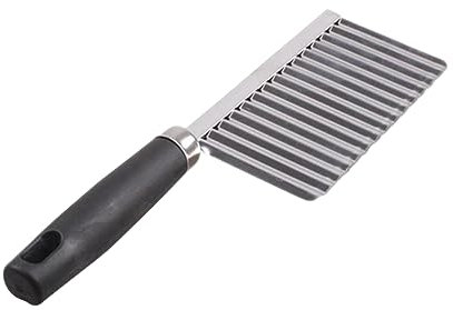 BESTYASH Cuchillo Ondulado Para Patatas Cortador De Verduras y Frutas 19x6x2 Cm Acero Inoxidable Herramienta De Cocina Ergonómico Uso Doméstico y Profesional Negro