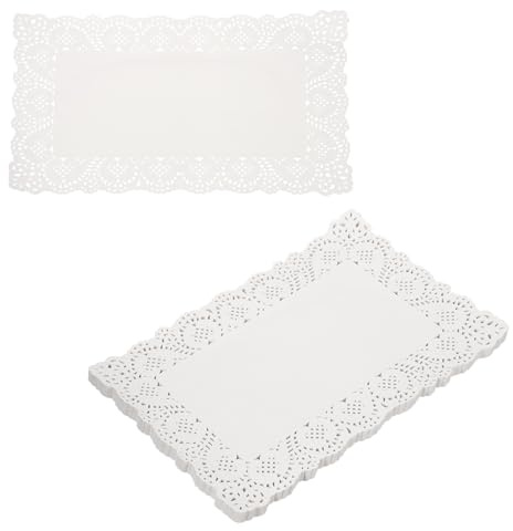 QUARKZMAN 150 Stück Tortenunterlage 45x32cm Rechteckig, Dekoratives Einweg-Tischset aus Spitzenpapier für Kuchen Desserts Lebensmitteldekoration Hochzeit Geburtstag, Weiß | Tortendeckchen aus Spitzenpapier für Kuchen Desserts Lebensmitteldekoration Hochzeit Geburtstag Weiß