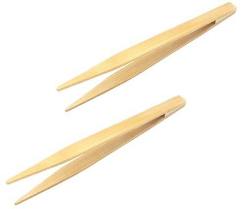 Mikikit 2piezas Pinzas De Bambú para Reptiles y Mascotas Antideslizantes para y Limpiar