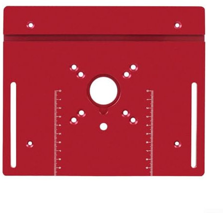 Piastra di inserto in alluminio compatibile con motori da 65 mm per tavoli per la lavorazione del legno (rosso)