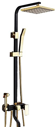 LIUWOPA Shower Head, 8 Inch High Pressure Rainfall Shower Head/Handheld Shower Combo Bathroom Luxury Shower Faucets Sets, Height/Angle Adjustable (Black)