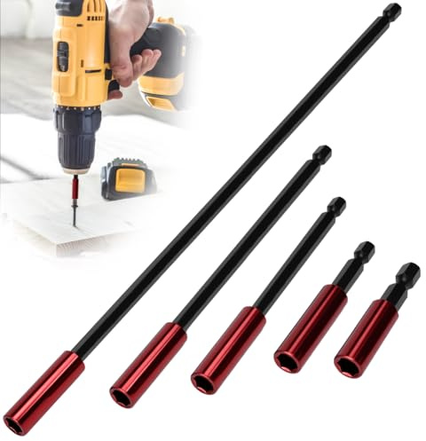 FuxFuis 5 Pz Porta Inserti Magnetico Lungo Esagonale 5/6/10/15/30 cm, Portainserti Universale per Trapano/Avvitatore, 1/4 Portainserti Prolunga in Acciaio per Avvitatori Pneumatici ed Elettrici