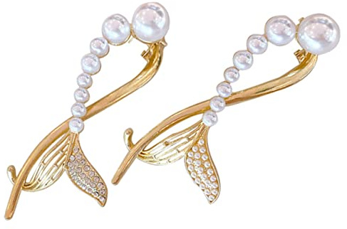 IWOWHERO 2Pcs Pearl Rhinestone Hair Clips Decorative Metal Barrettes for Women Elegant Hairpins with Shiny Bling Wedding Party Hair Accessories