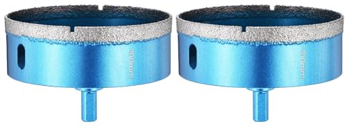 PATIKIL Lot de 2 scies-cloches diamant de 100 mm pour perceuses manuelles pour verre, carrelage en porcelaine émaillée, marbre et céramique (bleu)