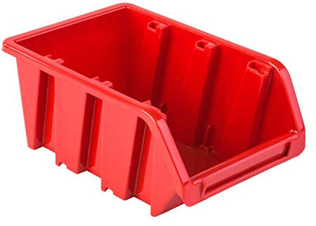 BirnePower 10x Sichtlagerkästen TRUCK 40 KTR40 Rot 390x240x180 mm - Riesige XXL Stapelboxen aus Kunststoff - Große Werkstattkästen Schütten Regalboxen Lagerboxen für Industrie & Garage (10 Stück)