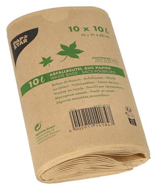 Papstar 1 Karton = 20x10 Kompostbeutel aus Papier 10 l 35 cm x 21 cm x 15 cm braun 14184