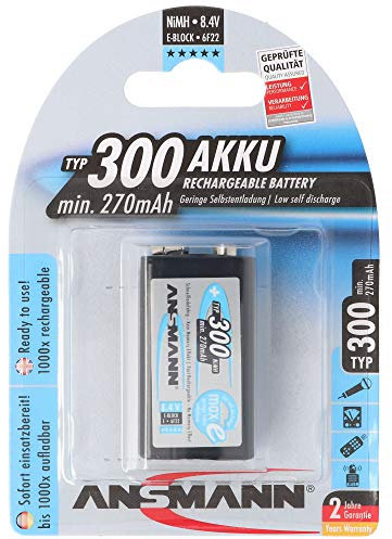 Ansmann 250 mAh 9 V E-Block Maxe Plus – Batteria/batteria ricaricabile (Ni-MH (NiMH), universale, Multicolore)