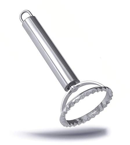 Kerafactum - Tagliapasta rotondo per ravioli, in acciaio inox, con pratico occhiello per appenderlo, lavabile in lavastoviglie, Ø 6 cm