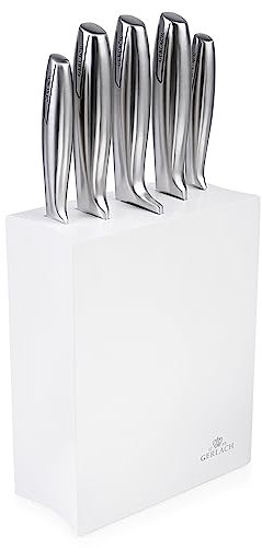 Gerlach G02-0993M-ZENB-05PU-S2S2-01 Juego de cuchillos de cocina en bloque moderno-blanco block-G02-0993M-ZENB-05PU-S2S2-01, acero inoxidable
