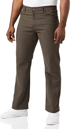 Dickies Relaxed Fit Straight Leg Carpenter Duck Jeans Pantalones de utilidades de Trabajo, Oliva-Negro, 34W / 30L para Hombre