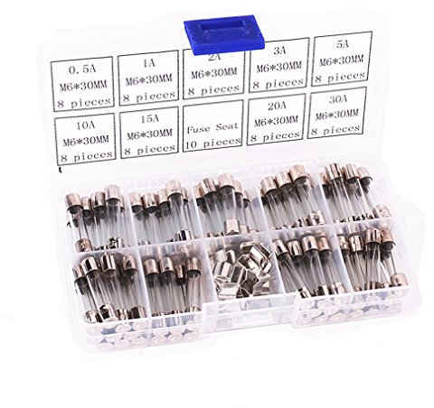 Qiorange 72 Stück 6x30mm Feinsicherung Glassicherung Glasrohr assortierte Kit Amp 0.5A 1A 2A 3A 5A 10A 15A 20A 30A mit Box