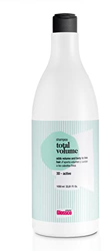 GLOSSCO PROFESSIONAL - Champú Volumen Cabello Fino Total Volume Shampoo, 1000 ml, Limpieza Suave, Aporta Cuerpo y Densidad, Brillo Intenso y Movimiento Natural sin Apelmazar, Hidratación y Suavidad