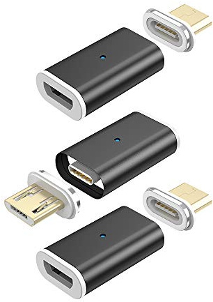 NetDot Gen10 Magnetischer Micro-USB-zu-Micro-USB-Adapter, Konverter, 3 Stück, Schwarz