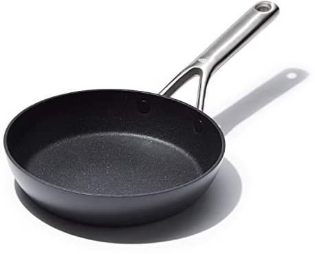 OXO Professional 8 Frying Pan Skillet, Hard Anodized Ceramic Nonstick Cookware PFAS-Free, Induction Suitable, Stainless Steel Handle, Diamond Reinforced Coating, Dishwasher Safe, Oven Safe, Black