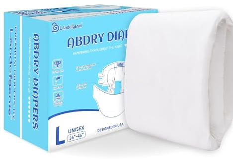 Landofgenie Diaper Adult Incontinence Underwear High Absorbency Plain White Diapers with Tabs 10 Pieces (Medium 28-38)
