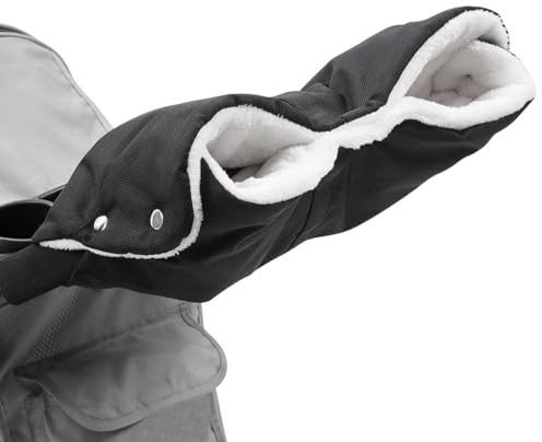Uzepie Kinderwagen-Handsack, Kinderwagen-Handschuhe, warme Handschuhe, Kinderwagen-Handwärmer, wasserdicht, winddicht, frostsicher, verdickt, warm, Kinderwagen-Handmaske (schwarz)