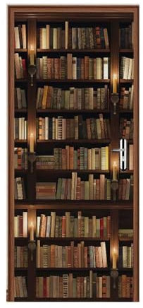 A.Monamour Türtapete Selbstklebend Türfolie Türposter 3D Bücherregal Voller Alter Bücher In Einer Geheimnisvollen Bibliothek Vinyl Folie Türdeko Tapete Wanddeko Türaufkleber Türtattoo 77 x 200cm