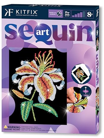 Kitfix - Sequin Art Purple - Lirio tigre - Imagen de lentejuelas - 27 x 36 cm - Kit de bricolaje para niños, jóvenes y adultos a partir de 8+ - 1937