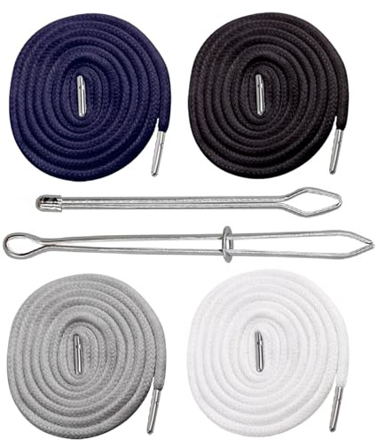 Yuannee Replacement Drawstrings Cords,4 PCS Replacement Drawstring Cord for Pants with 2 PCS Easy Threader Tool Round 140 cm Universal Cord for Pants Sweatpants Shorts Hoodies Jackets Shoes