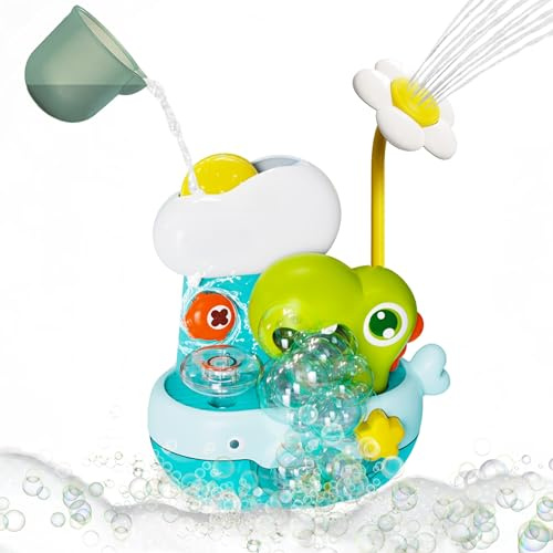 SPITZER TOYS® Dinosaure moussant avec douchette bébé, Jouet de Bain à Bulles, Jouet pour Baignoire, Set de Jeux d’Eau pour bébé, Filles et garçons 1–4 Ans, Plaisir du Bain pour Enfants