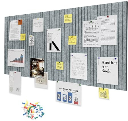 LUPATDY Pinnwand 60 * 40cm, Filz Pinnwand Selbstklebend, 0,9cm Dick Filzboard, Faltbare Memotafeln Bulletin Board Wanddekoration, Filz Pinnwände für Büro,Kinderzimmer, Küche, Mondlichtgrau