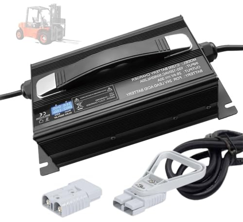 WLEJSL Caricabatterie Rapido, Caricabatterie Intelligente per Carrelli Elevatori Elettrici 48V 20A con Display LCD, Caricabatterie di Mantenimento, Connettore Anderson 50A/120A/175A/350A,175A