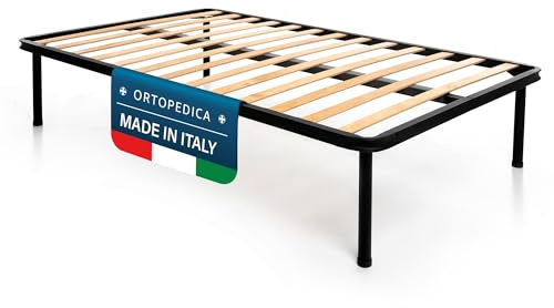 DOLCI SOGNI Rete Una Piazza e Mezza 130x190 a Doghe, Rete Ortopedica con Struttura Letto in Ferro Altezza 40 cm, 100% Made in Italy