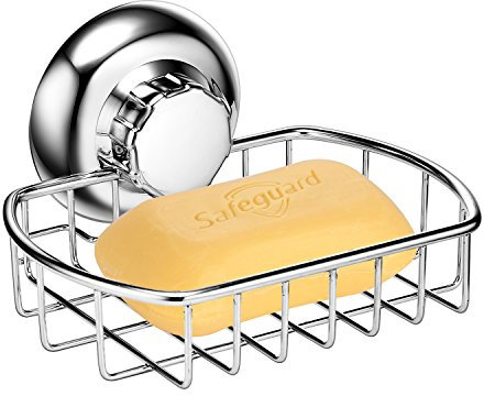 MaxHold No-Drilling/Suction Cup Soap Basket - Vaccum System - Stainless Steel Never Rust - for Bathroom & Kitchen