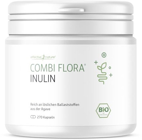 effective nature Bio Inulin - 270 vegane Kapseln - 100% reines Inulin in Bio-Qualität - Hochdosiert mit 5 g Inulin pro Tag - Natürliches Inulin aus der Agave