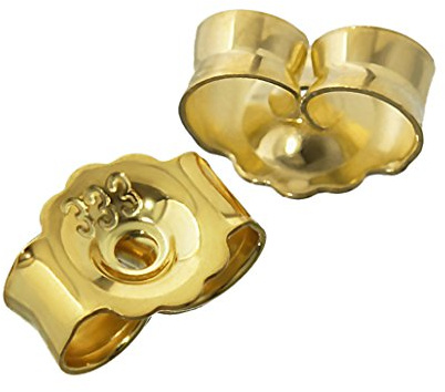 NKlaus Gegenstecker Gold 333 Echtgold für Ohrstecker, 5,4 mm, 2 Stück | Butterfly-Ohrmuttern aus 8 Karat Gelbgold; Loch Ø 0,8 mm, Paargewicht 0,134 g, sicherer Halt für Ohrringe
