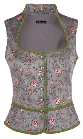 Ramona Lippert Mieder Bluse Trachtenbluse Leonie, Grau, 38