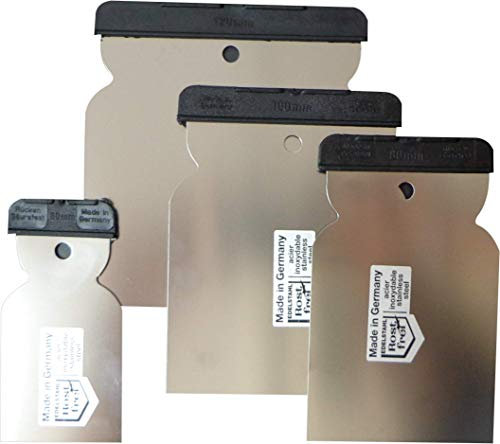 EDESTHAL Juego de 4 espátulas profesionales de acero inoxidable flexibles con refuerzo superior. Medidas 5cm - 12cm.. Fabricadas en Alemania