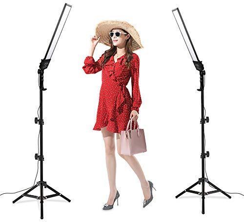 Heorryn Photography Studio LED Lighting Kit Bi-Colour with 192PCS LED 3200-5500K Dimmable Video Light and 2M Adjustable Light Stand Tripod for YouTube Video Filming Portraits(2 Pack)