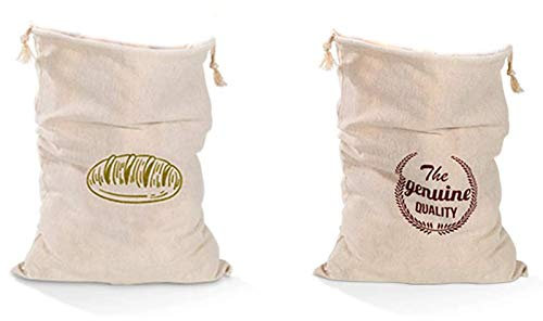 GUOH 2 sacchetti per il pane in lino, sacchetti per alimenti ecologici, possono mettere pane, frutta, cereali, noci e altri alimenti, possono essere riutilizzati