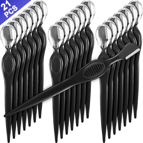 Mudder 21 Pcs Eyebrow Razor Eyebrow Shaver Facial Razor Multipurpose Face Trimmers with Precision Cover for Women Makeup Care Tools(Black)