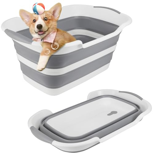 ddLUCK Vasca da Bagno Pieghevole Multifunzionale con Fori di Drenaggio, Vasca da Bagno Portatile Pieghevole per Interni ed Esterni, Piccola Vasca per Animali Domestici, Cucciolo, Gatto e Bambino