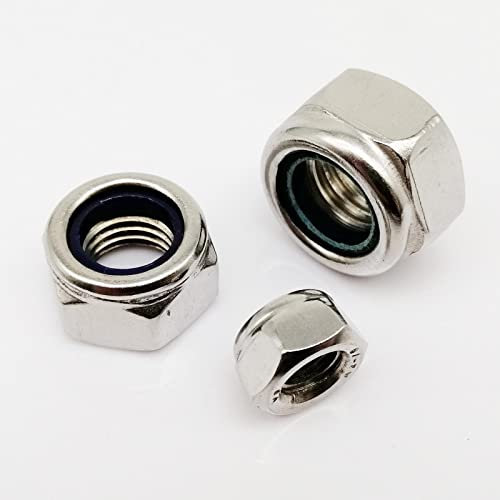 Sicherungsmutter M2 M2.5 M3 M3,5 M4 M5 M6 M8 M10-M16 304 Edelstahl schwarzer Sechskant-Nylon-Einsatz-Sicherungsmutter-Sechskant-Self-Sperrnuss (2/5/10 / 25pcs)(304 stainless steel,M2.5 25pcs)