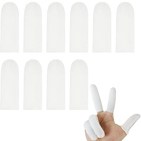 Cotton Finger Covers- 200 Pieces Disposable Finger Cots Breathable Elastic Cotton Fingertips Protectors Gloves Sweatproof Anti-Slip Finger Sleeves for Protection Finger and Keep Clean