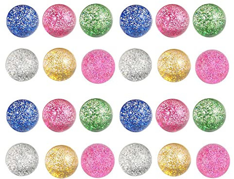 Glitzer Flummies für Kinder, 24 Stück Glitzer Flummis, 32mm Flummis Glitzer, Flummis Schneeflocke für Geburtstagsgeschenke Belohnungen im Klassenzimmer Verwendet Werden