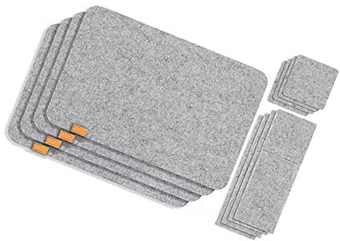 Filz Tischset Platzsets Abwaschbares Platzsets Platzdeckchen mit Untersetzer und Bestecktaschen für Party Zuhause Restaurant 18 Stück