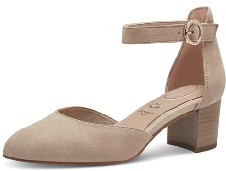 Tamaris Comfort Damen Pumps mit Riemen aus Leder Elegant, Beige (Beige), 40 EU